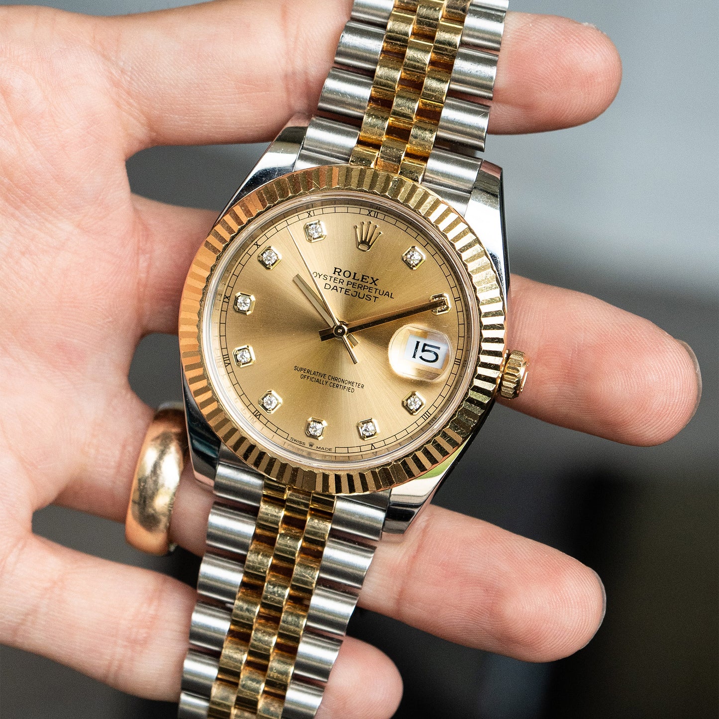 Rolex 126333 Datejust 41 Champagne Diamond Dial Two Tone Watch
