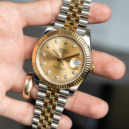 Rolex 126333 Datejust 41 Champagne Diamond Dial Two Tone Watch