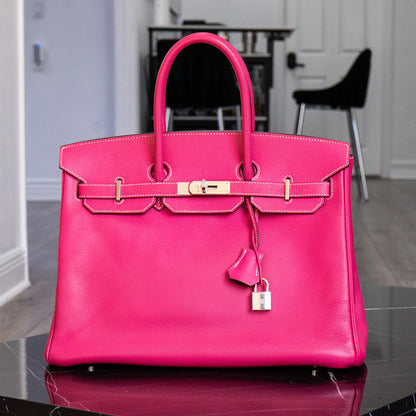 Preo-Owned Hermes Birkin 35 Rose Tyrien Handbag
