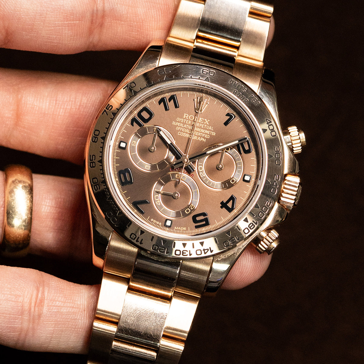 Pre-owned Rolex 116505 Daytona Chocolate Dial Rose Gold Watch