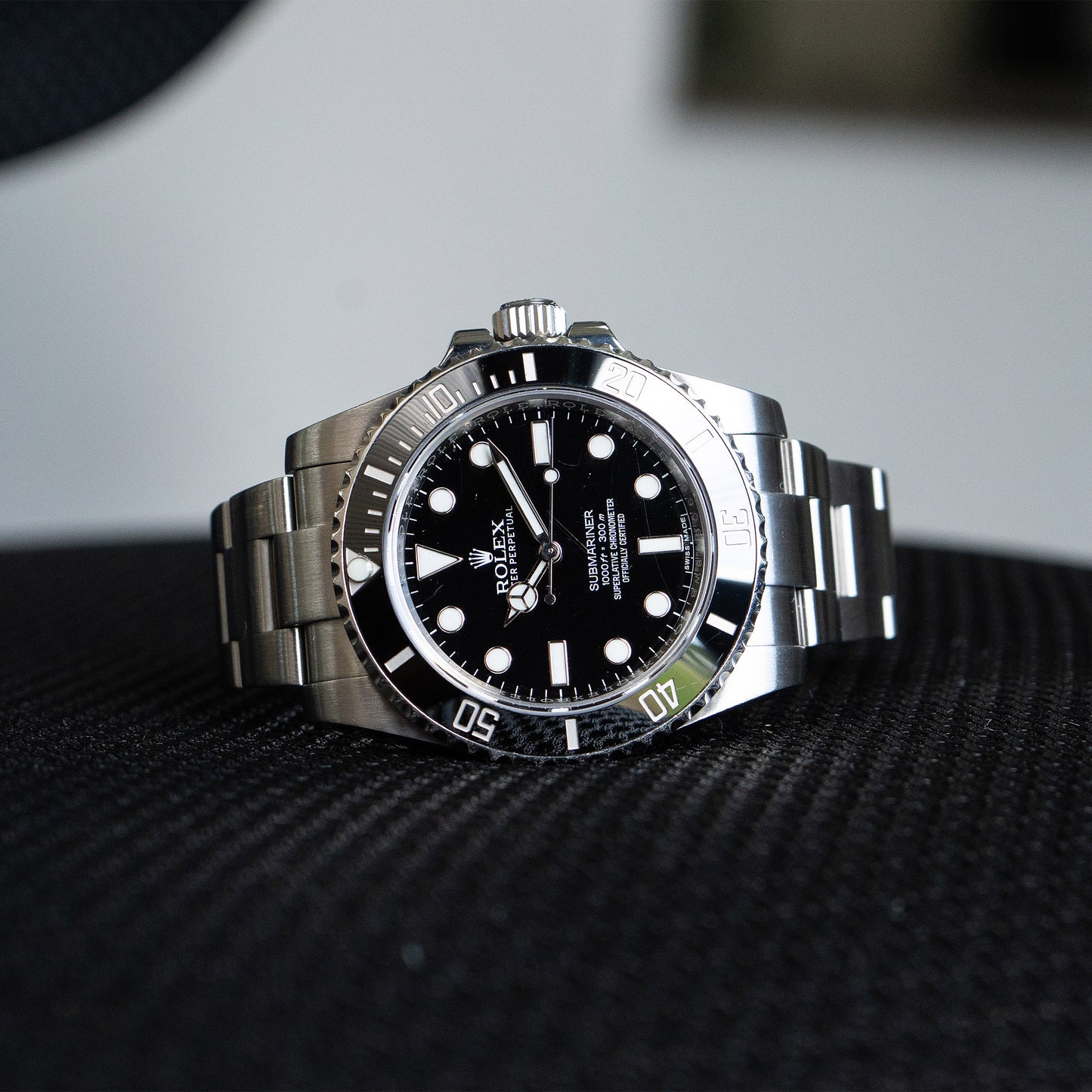Pre-owned Rolex 114060 Submariner No-date Black Dial Stainless Steel Watch