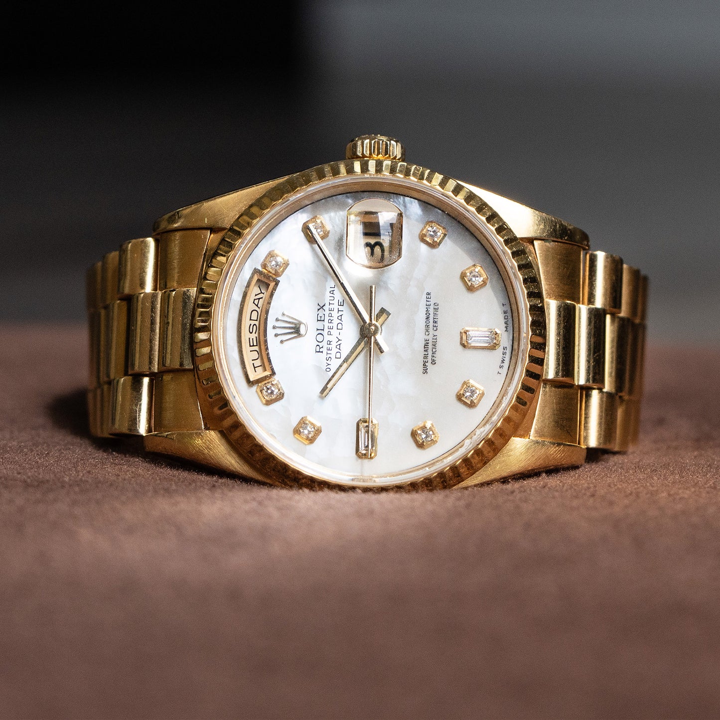 Rolex Rolex 18238 Day-Date Gold Mother of Pearl Diamond Dial Watch