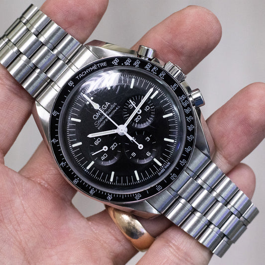 Omega Speedmaster Hesalite Black Dial Stainless Steel Watch