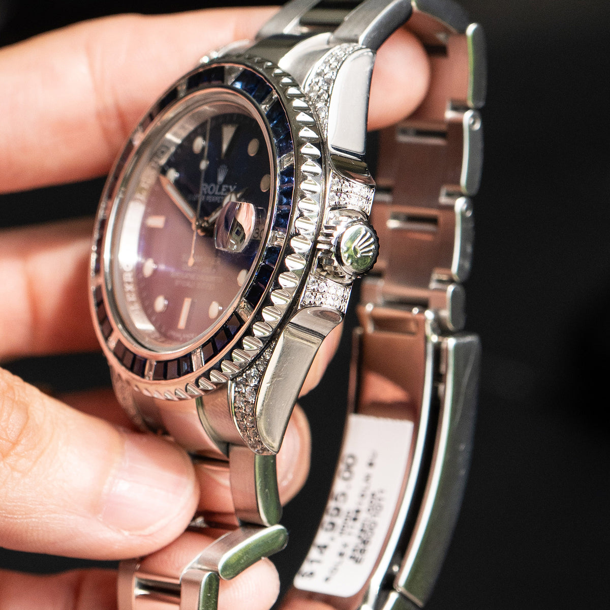 Pre-Owned Rolex 116610LN Submariner Custom Diamond & Sapphire Stainless Steel Watch