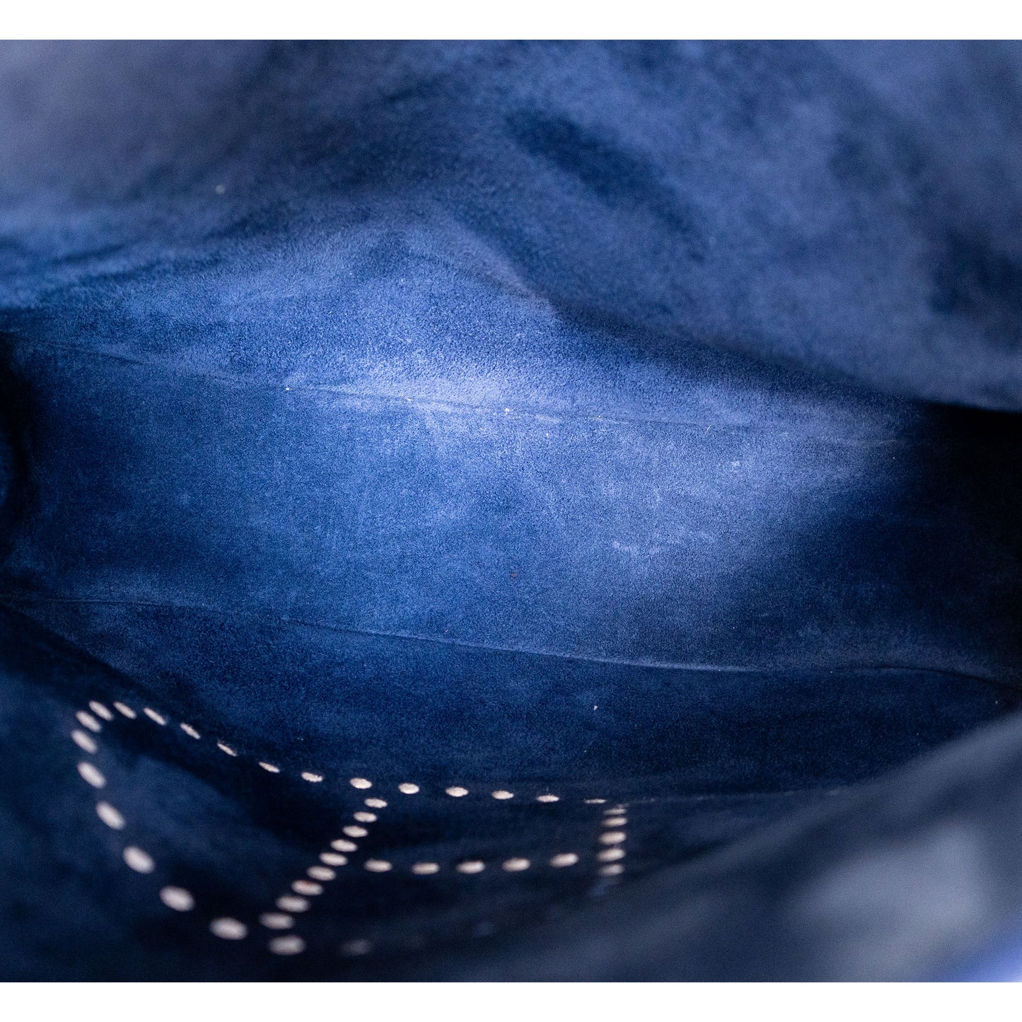 HERMÈS Taurillon Clemence Evelyne III Blue Handbag