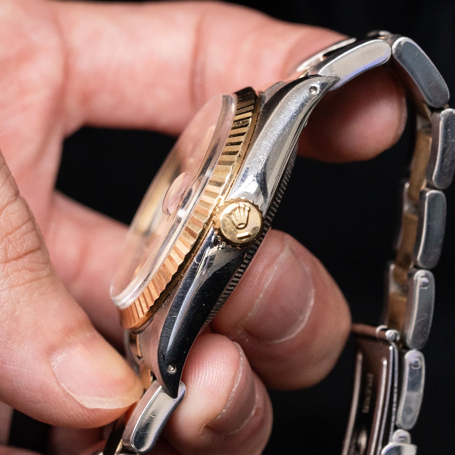 Rolex 1505 Oyster Perpetual Date 34mm Silver Dial Two Tone Watch