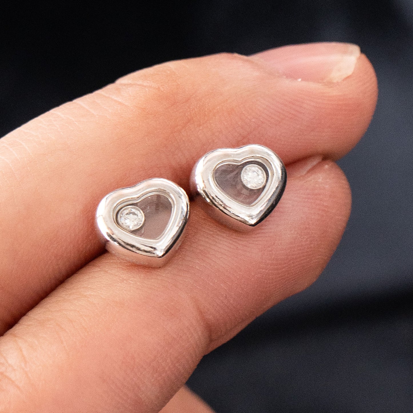 Chopard Happy Diamond Heart 18k White Gold Earrings