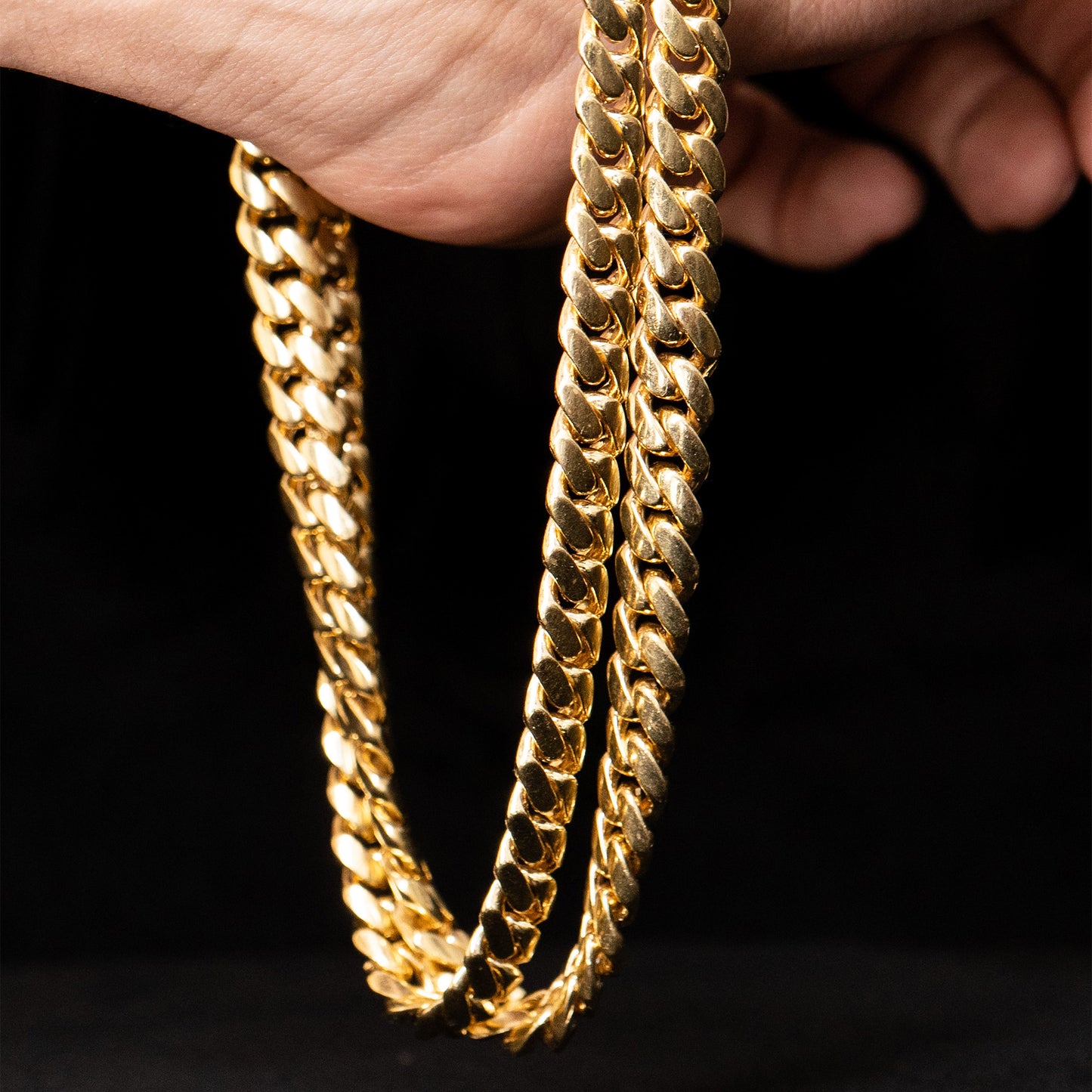 18k Yellow Gold 8mm Cuban Link Chain Necklace
