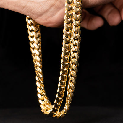 18k Yellow Gold 8mm Cuban Link Chain Necklace