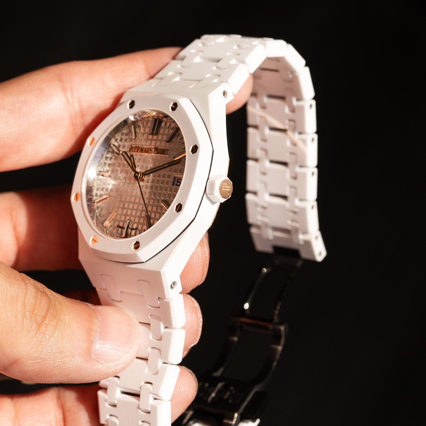 Audemars Piguet Royal Oak 34mm White Ceramic Rose Gold Watch
