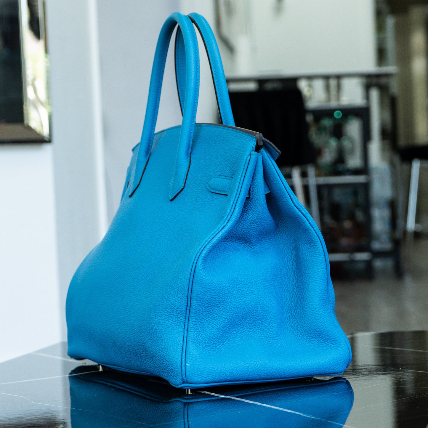 Hermès Birkin 35 Limited Edition Bleu Zanzibar Malachite Togo Handbag