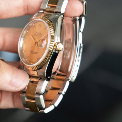 Rolex 16233 Datejust Champagne Dial Arabic Dial Two Tone Watch