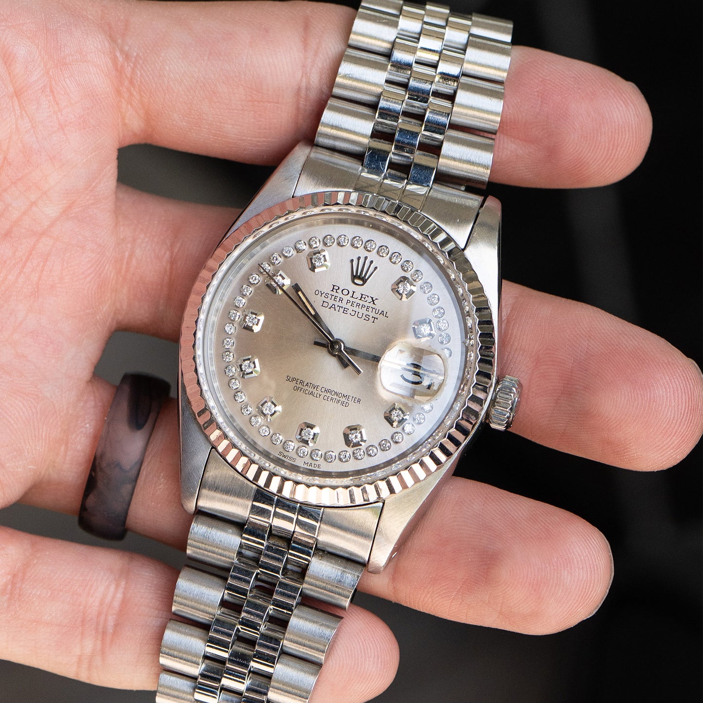 Rolex 16234 Datejust 36 Diamond Dial Stainless Steel Watch