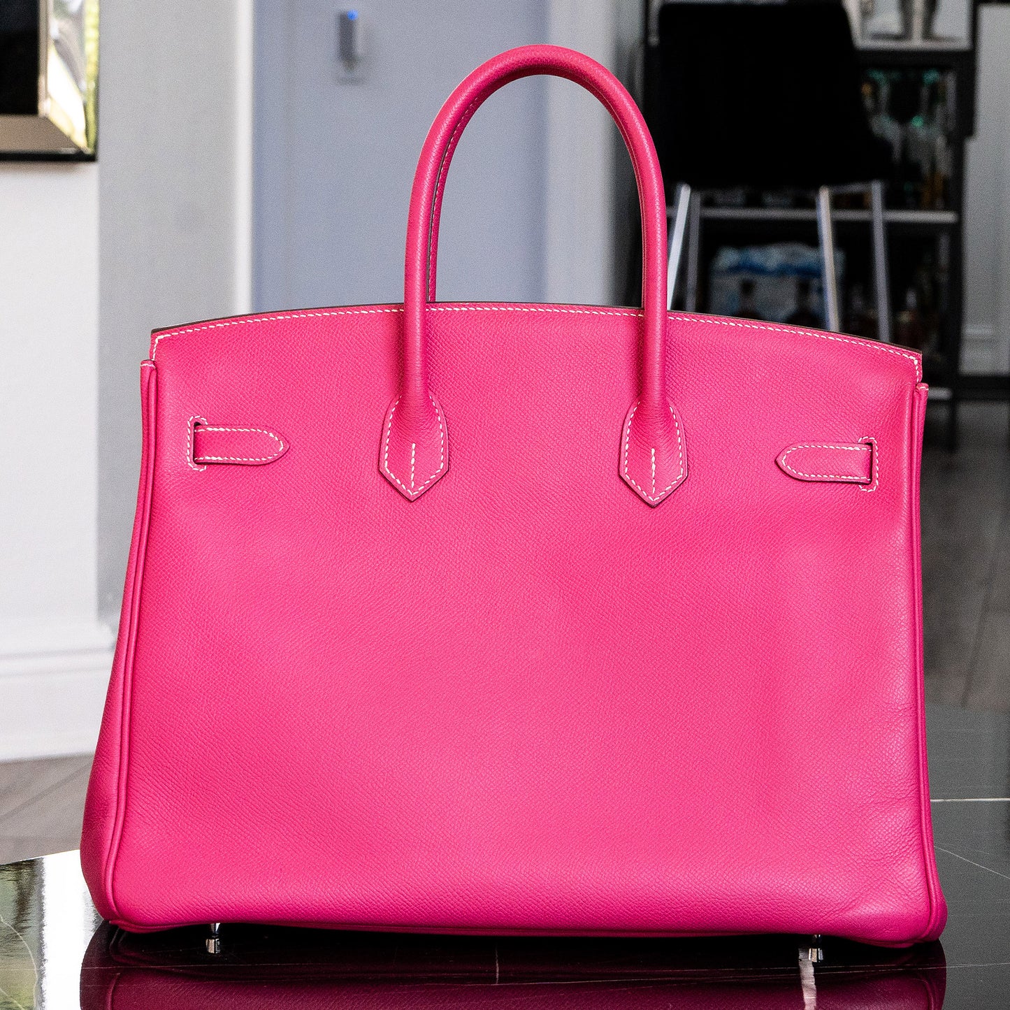 Preo-Owned Hermes Birkin 35 Rose Tyrien Handbag