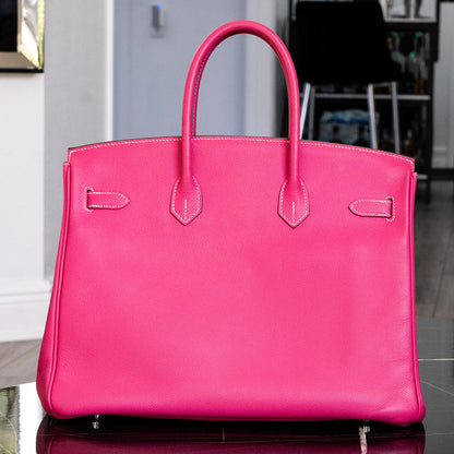 Preo-Owned Hermes Birkin 35 Rose Tyrien Handbag