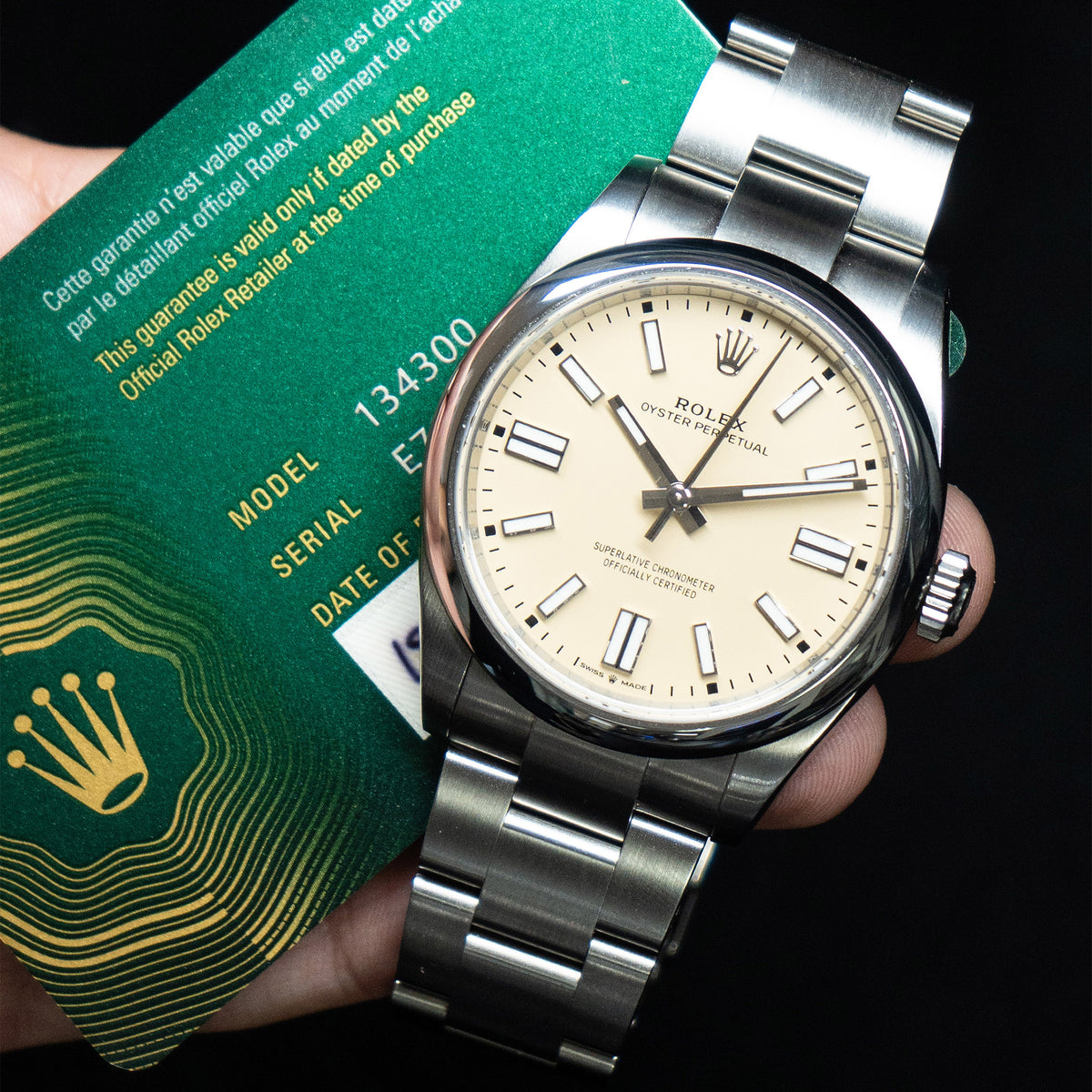 Pre-Owned Rolex 134300 Oyster Perpetual 41 Beige Dial Stainless Steel Watch BnP