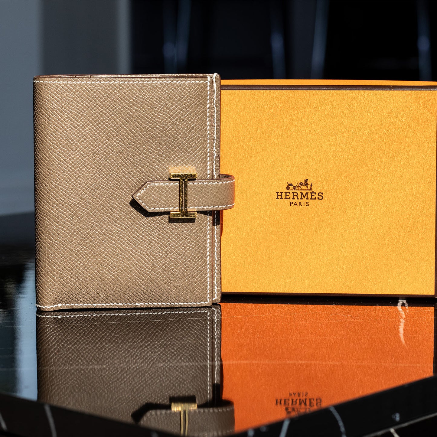 Hermes Epsom Bearn Compact Etoupe Wallet