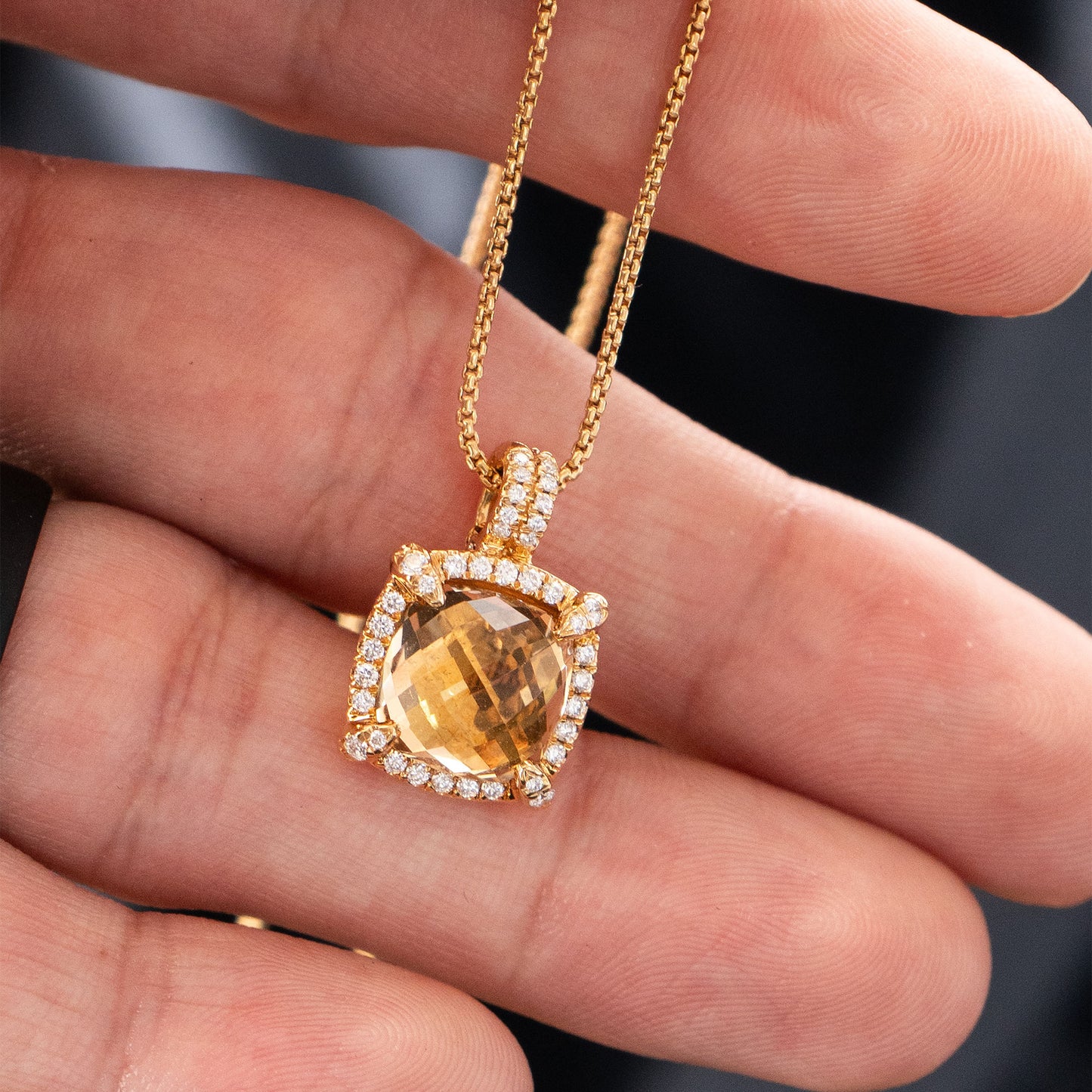 David Yurman 18k Yellow Gold Albion Citrine Diamond Pendant