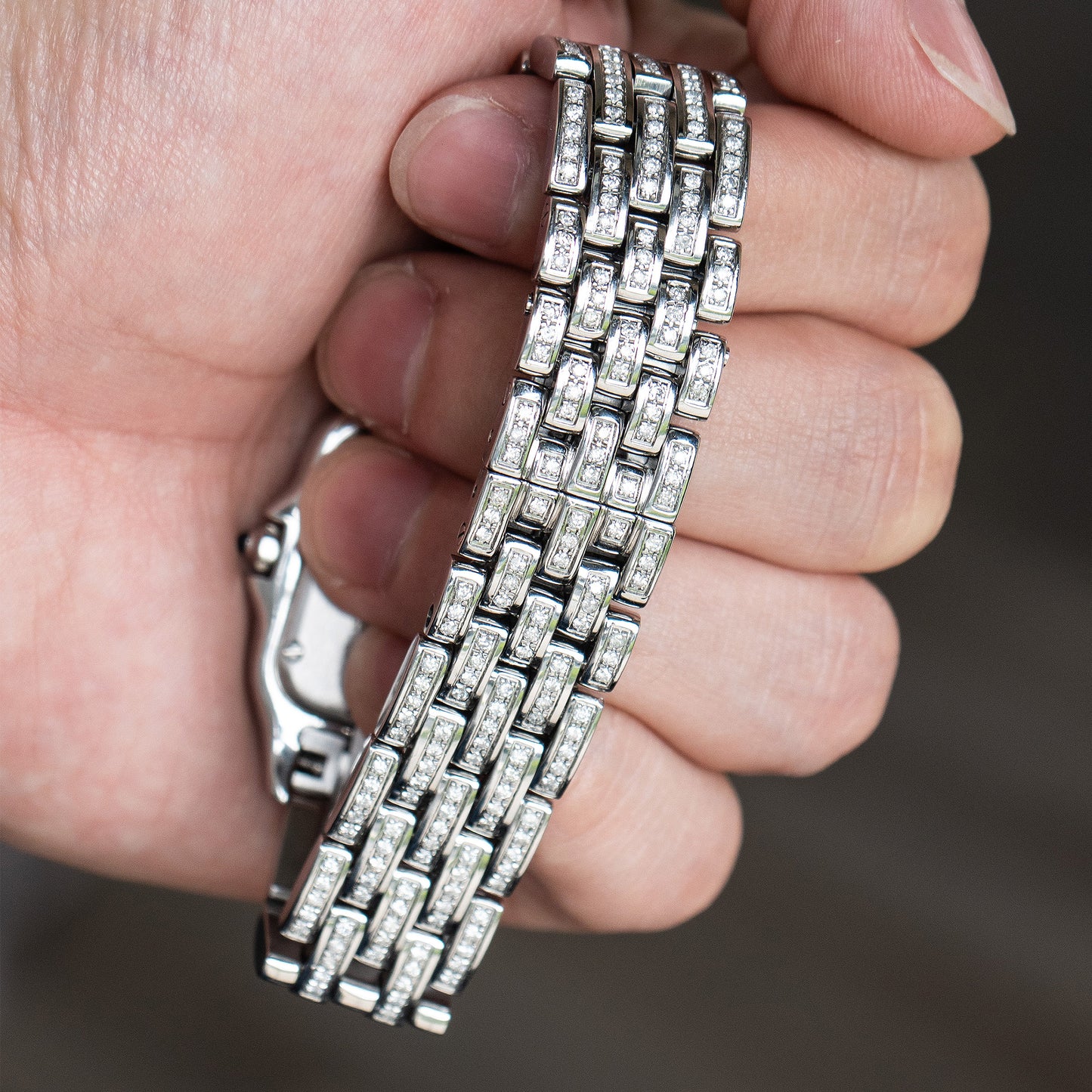 Cartier Panthere Diamond Bustdown Ladies Stainless Steel Watch