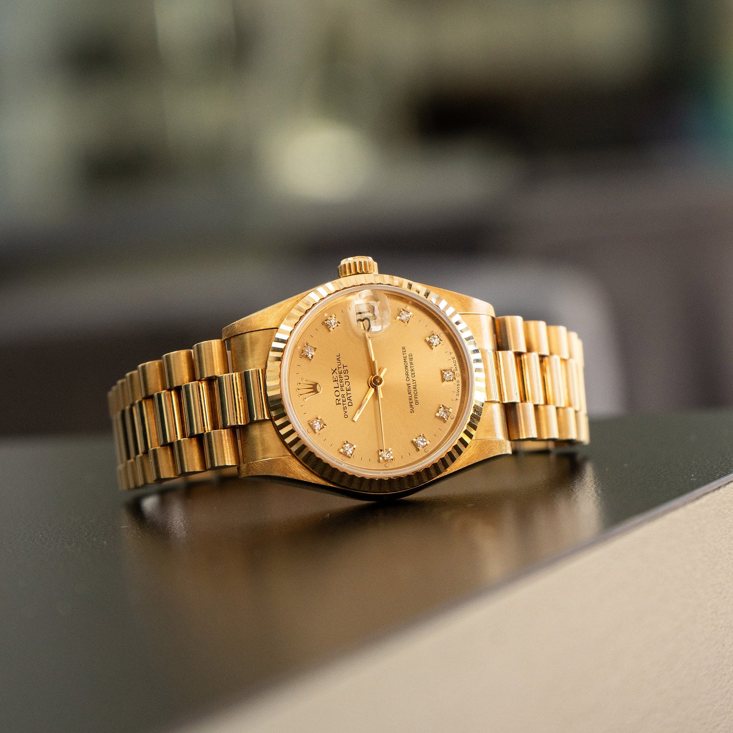 Rolex 68278 Datejust 31 Diamond Dial Yellow Gold Presidential Watch