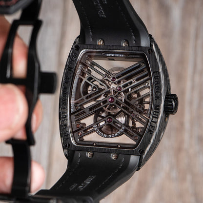 Franck Muller Vanguard Seven Days Skeleton Carbon Watch Box and Papers