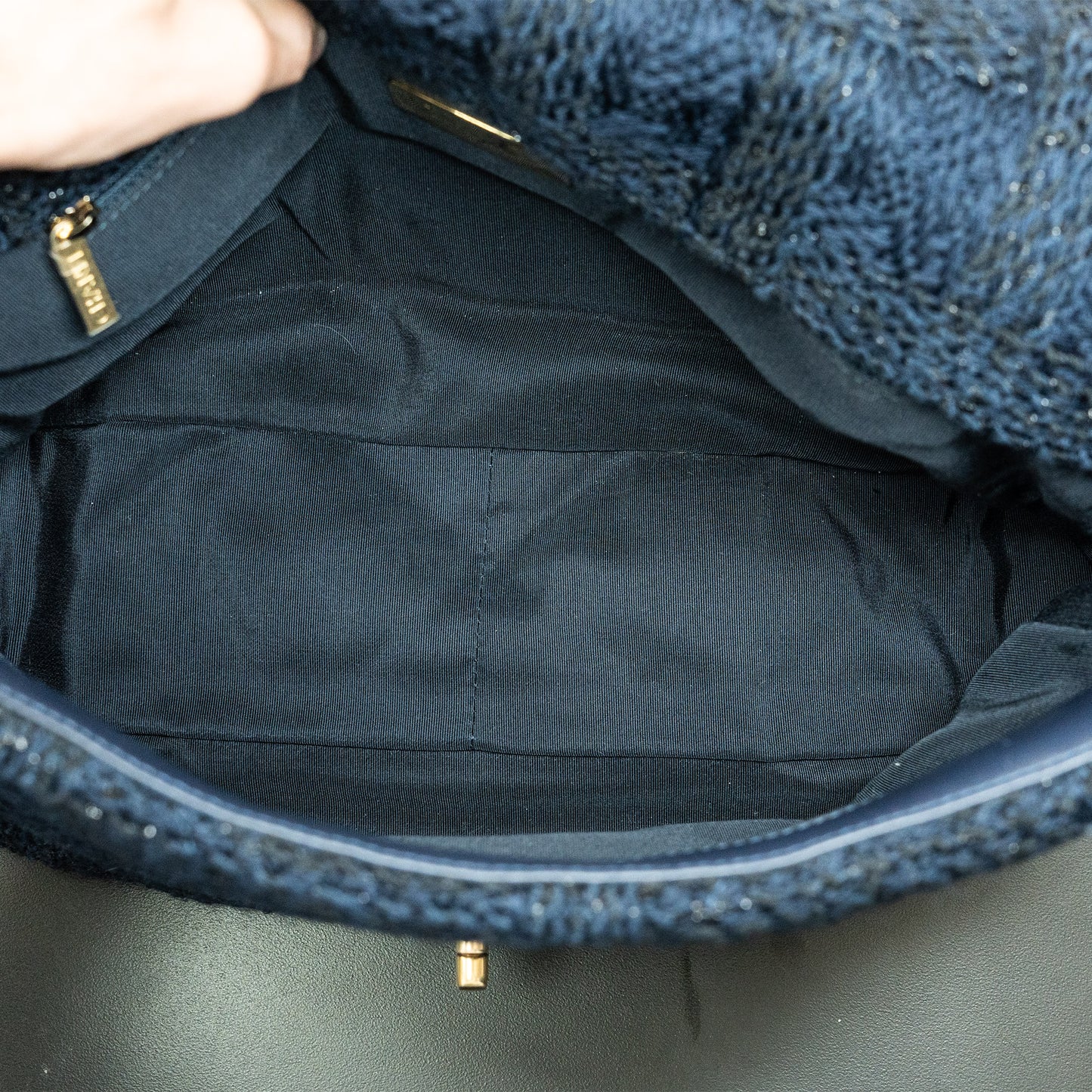 Chanel Blue Tweed Quilted Single Flap Handbag
