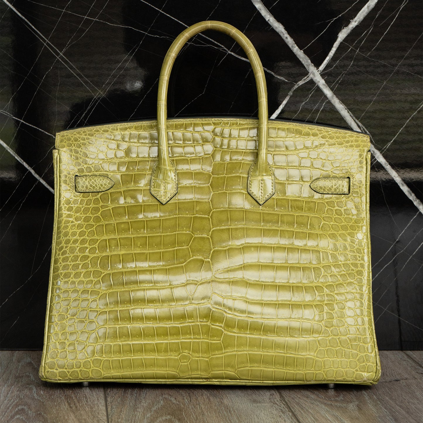 Hermes Birkin 35 Handbag Vert Anis Shiny Crocodile Porosus Palladium Hardware