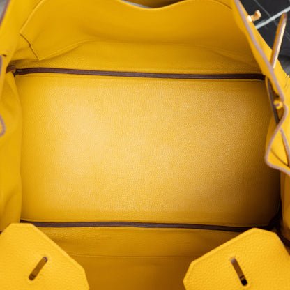 Hermes Birkin 35 Yellow Jaune Ambre Togo Handbag