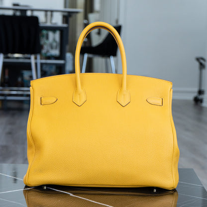 Hermes Birkin 35 Yellow Jaune Ambre Togo Handbag