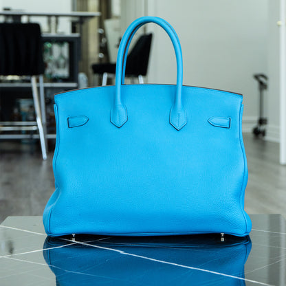 Hermès Birkin 35 Limited Edition Bleu Zanzibar Malachite Togo Handbag
