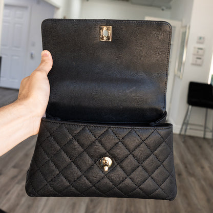 Chanel Coco Handle Black Caviar Leather Quilted Flap Bag