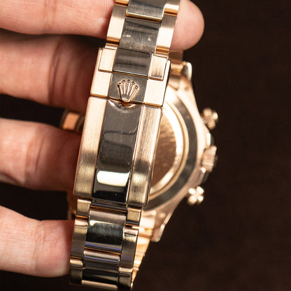 Pre-owned Rolex 116505 Daytona Chocolate Dial Rose Gold Watch