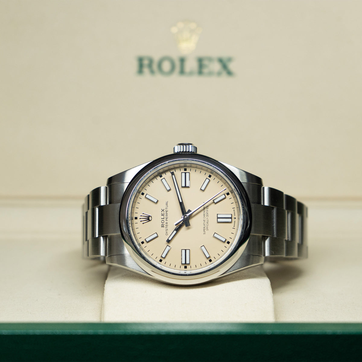 Pre-Owned Rolex 134300 Oyster Perpetual 41 Beige Dial Stainless Steel Watch BnP