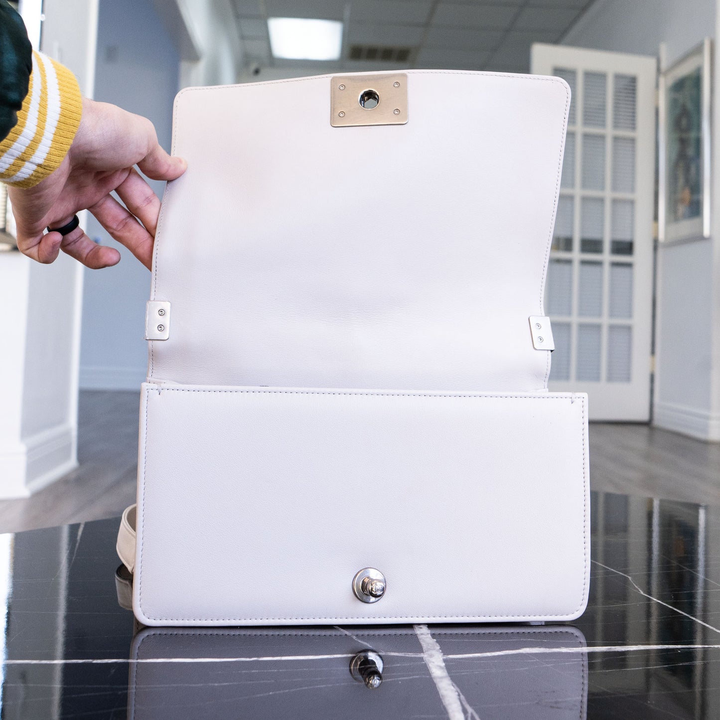 Chanel Boy Bag Light Gray Handbag