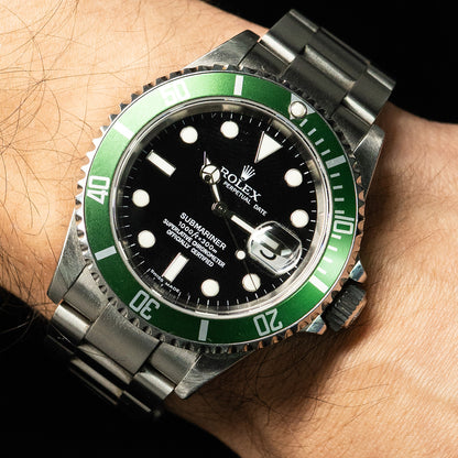 Pre-Owned 16610LV Submariner "Kermit" Stainless Steel Watch