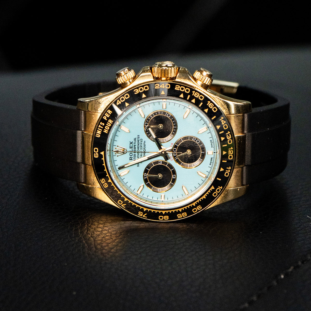 Pre-Owned Rolex 116518 Daytona Teal Dial Yellow Gold Watch