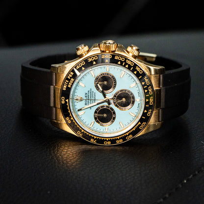 Pre-Owned Rolex 116518 Daytona Teal Dial Yellow Gold Watch