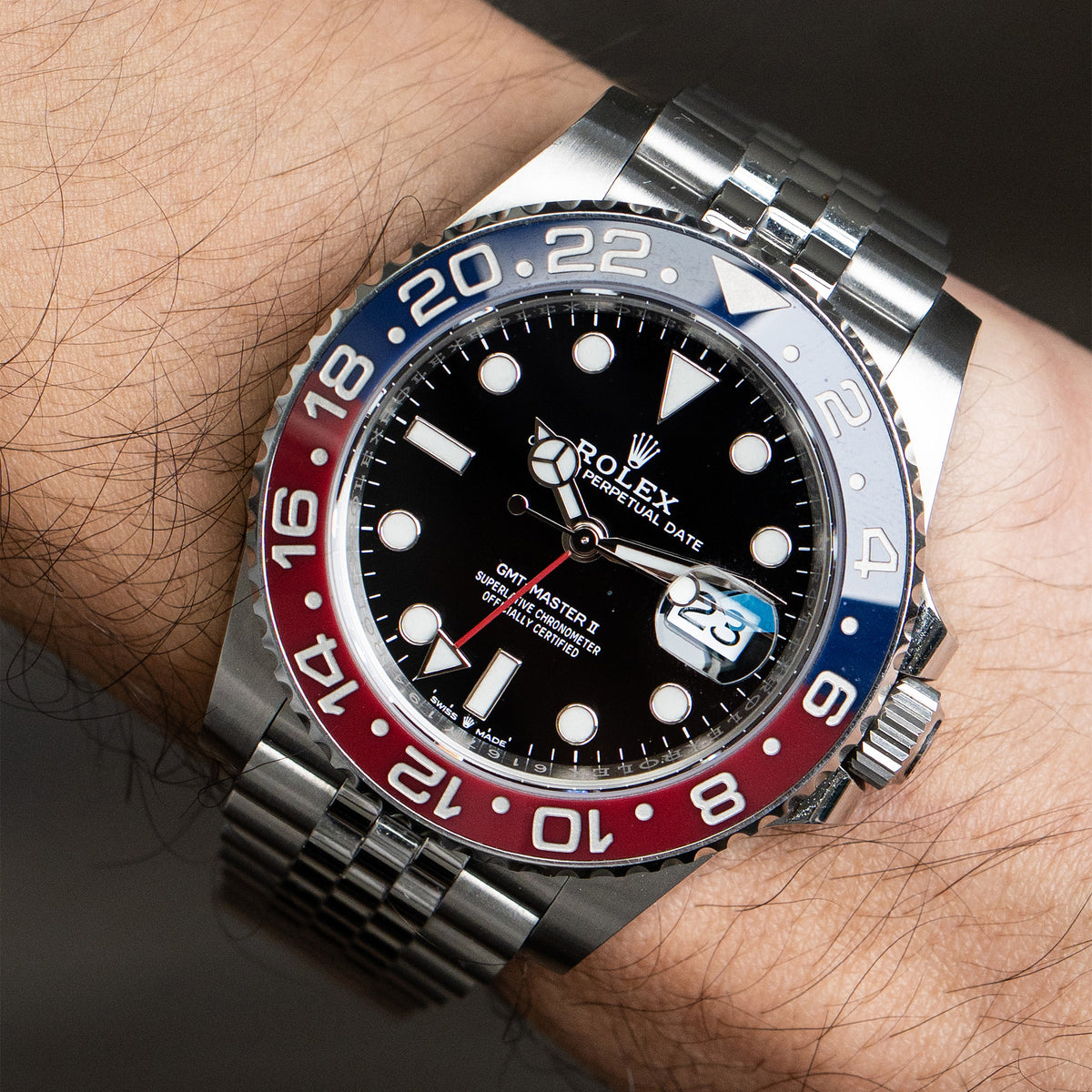 Pre-Owned Rolex 126710BLRO GMT-Master II Black Dial Stainless Steel Watch