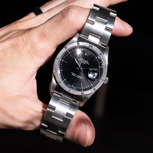 Rolex 15210 Oyster Perpetual Date Black Dial Stainless Steel Watch