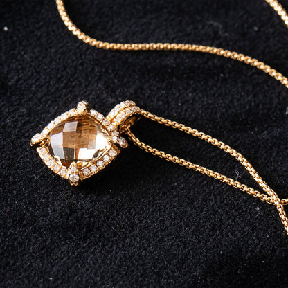 David Yurman 18k Yellow Gold Albion Citrine Diamond Pendant