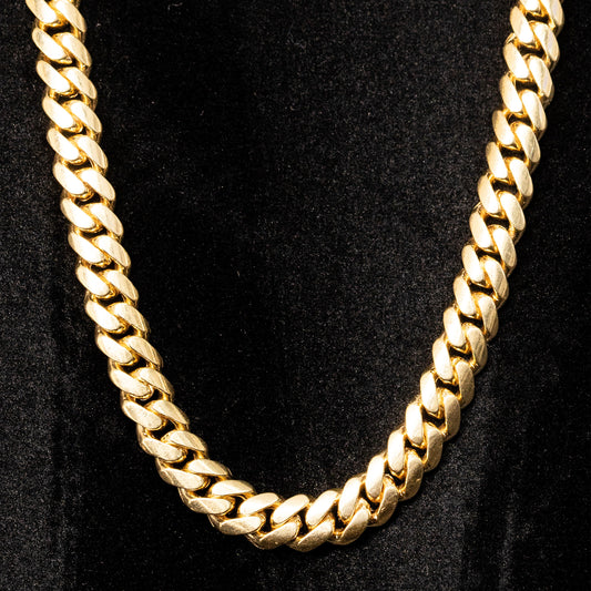 18k Yellow Gold 8mm Cuban Link Chain Necklace