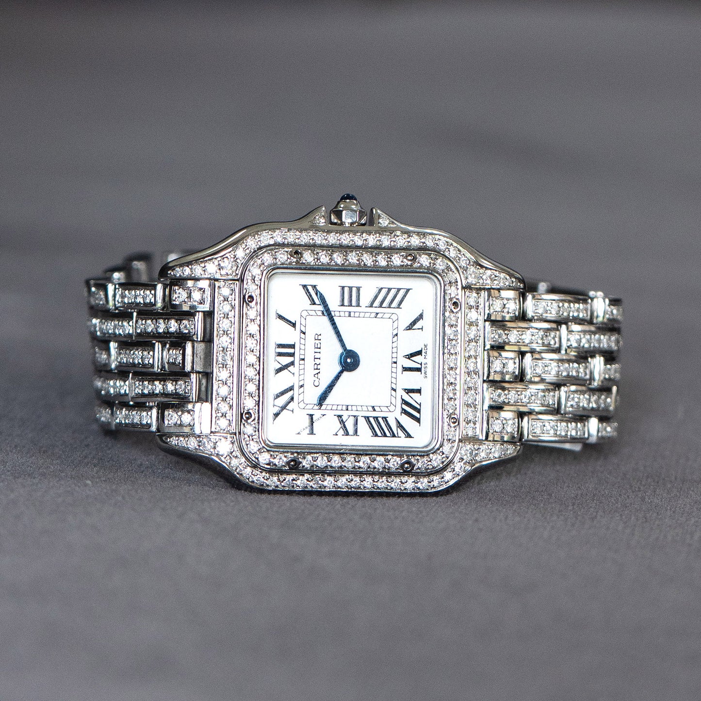 Cartier Panthere Diamond Bustdown Ladies Stainless Steel Watch
