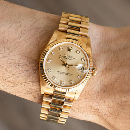 Rolex 68278 Datejust 31 Diamond Dial Yellow Gold Presidential Watch
