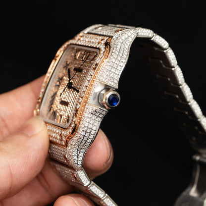 Cartier WSSA0018 Santos Two Tone Diamond Bustdown Watch