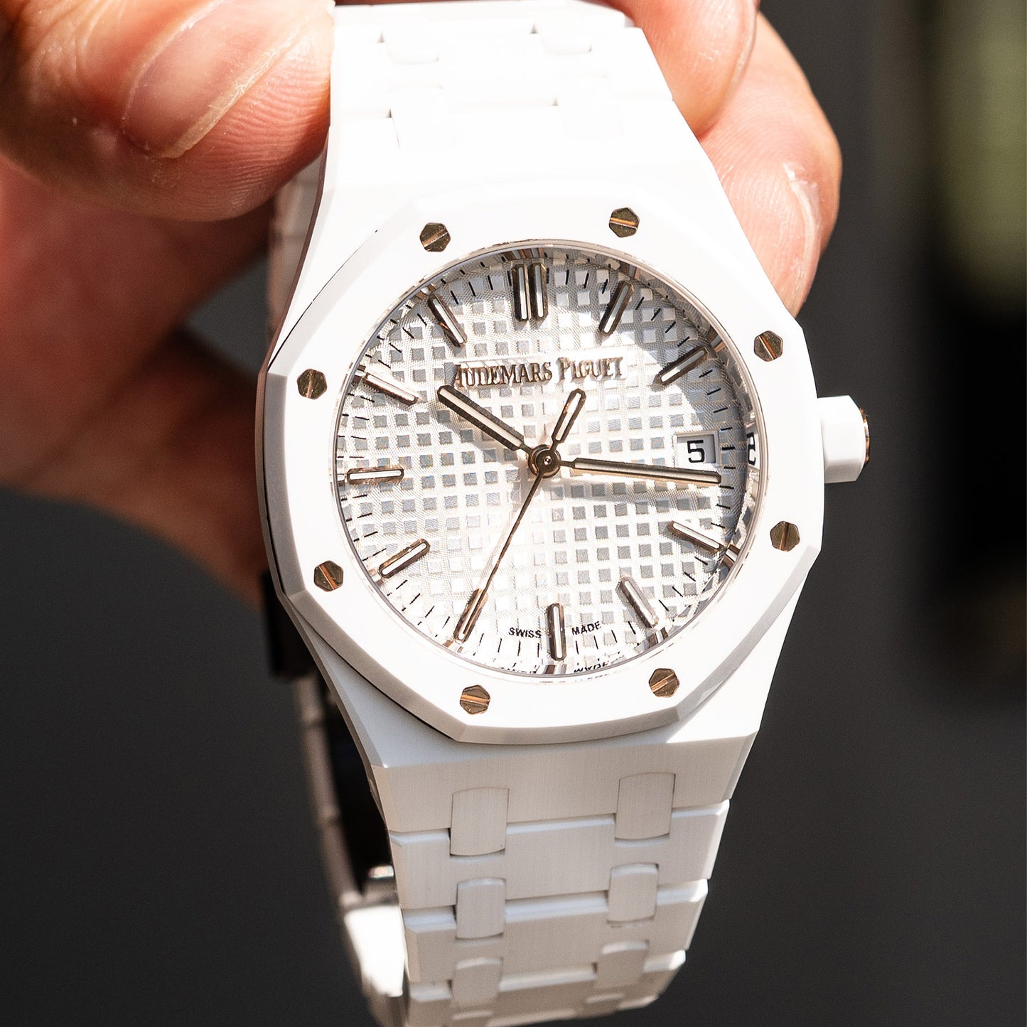 Audemars Piguet Royal Oak 34mm White Ceramic Rose Gold Watch