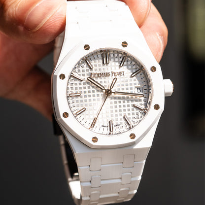 Audemars Piguet Royal Oak 34mm White Ceramic Rose Gold Watch