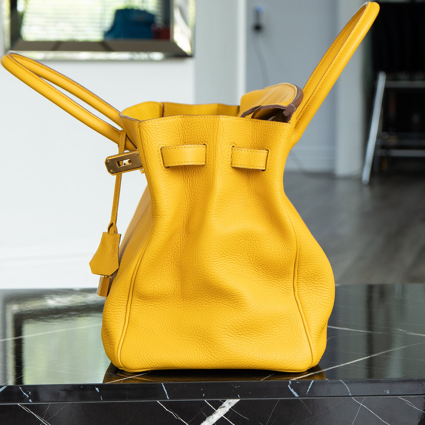 Hermes Birkin 35 Yellow Jaune Ambre Togo Handbag