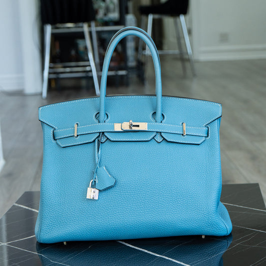 Hermes Birkin 35 Bleu Jean Togo Handbag