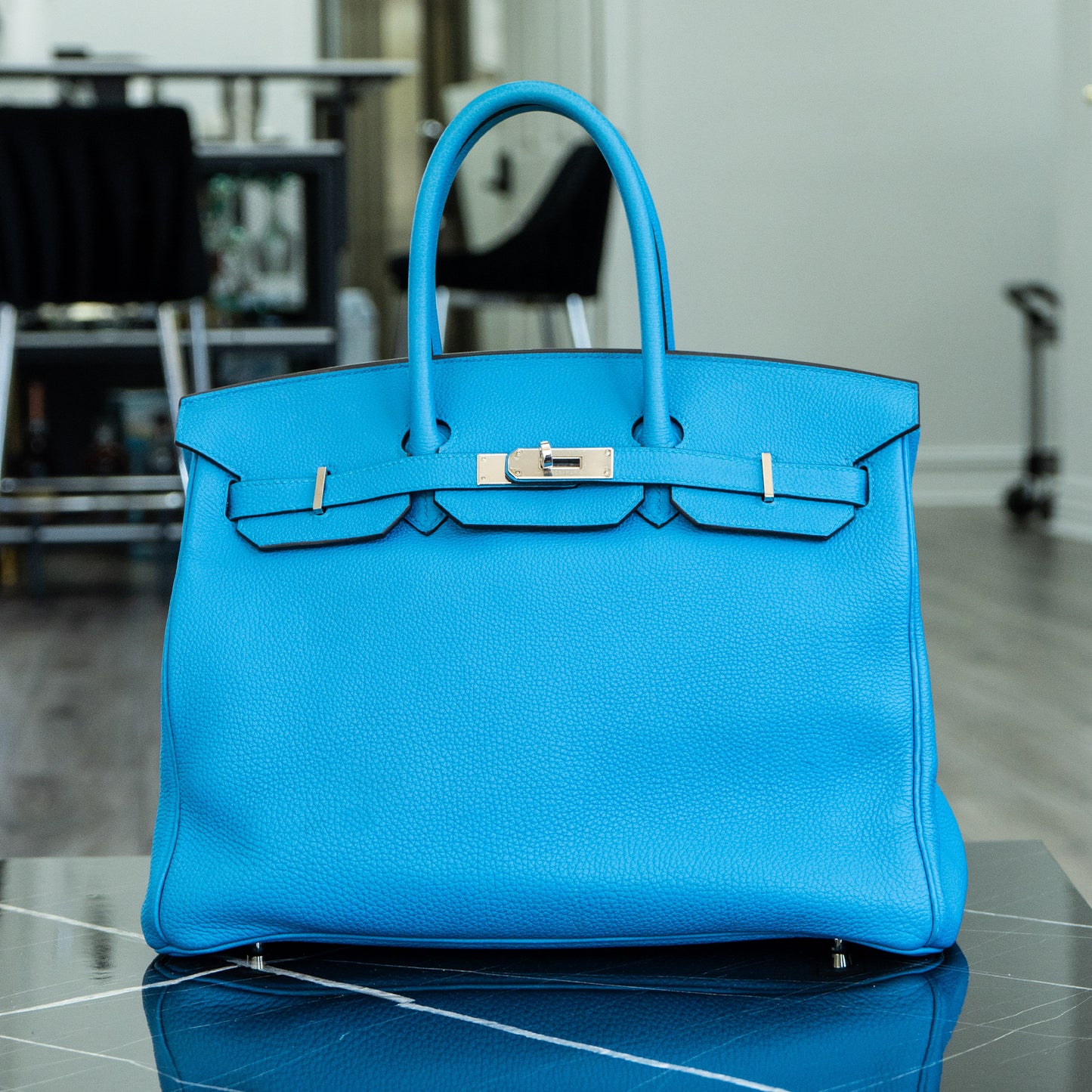 Hermès Birkin 35 Limited Edition Bleu Zanzibar Malachite Togo Handbag