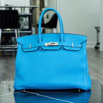 Hermès Birkin 35 Limited Edition Bleu Zanzibar Malachite Togo Handbag